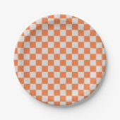 Assiettes En Carton Plaque citrouille Orange & Bone Checkerboard Party (Devant)