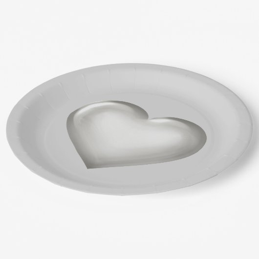 Assiettes En Carton Plaque coeur en verre argenté (Angle)