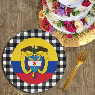 Assiettes En Carton Plaque Colombie, plaid de buffle & drapeau colombi