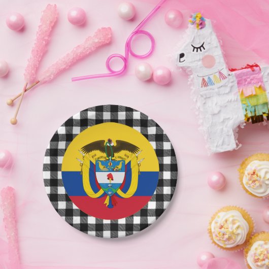 Assiettes En Carton Plaque Colombie, plaid de buffle & drapeau colombi (Fête)
