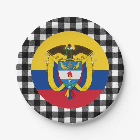 Assiettes En Carton Plaque Colombie, plaid de buffle & drapeau colombi (Devant)