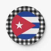 Assiettes En Carton Plaque Cuba, plaid de buffle & drapeau cubain (Devant)