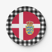Assiettes En Carton Plaque Danemark, plaid de buffle & Drapeau danois (Devant)
