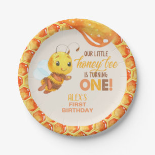 Assiettes En Carton Plaque d'anniversaire de l'abeille - Personnalisée