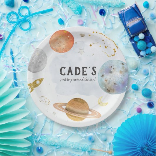 Assiettes En Carton Plaque d'anniversaire d'espace (Fête)