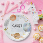 Assiettes En Carton Plaque d'anniversaire d'espace (Fête)