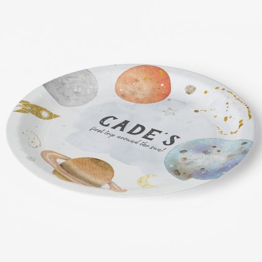 Assiettes En Carton Plaque d'anniversaire d'espace (Angle)