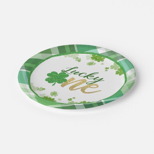 Assiettes En Carton Plaque d'anniversaire Lucky One (Angle)