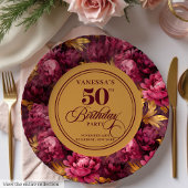 Assiettes En Carton Plaque d'anniversaire moderne Boho Maroon Blush Go