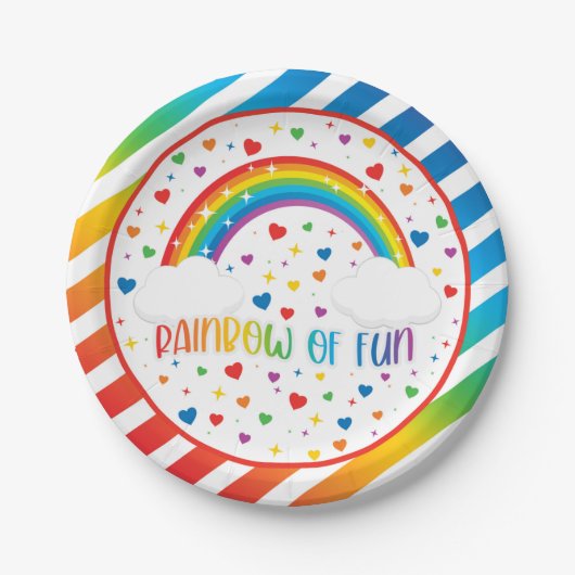 Assiettes En Carton Plaque d'anniversaire Rainbow (Devant)
