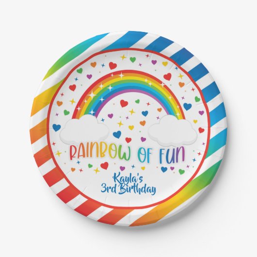 Assiettes En Carton Plaque d'anniversaire Rainbow - Custom (Devant)