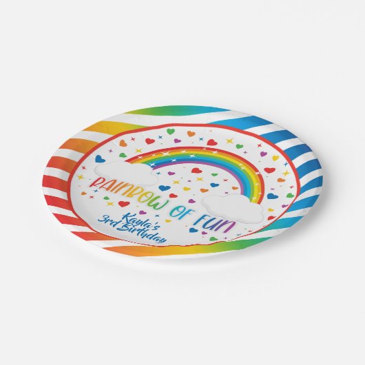 Assiettes En Carton Plaque d'anniversaire Rainbow - Custom (Angle)