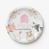 Assiettes En Carton Plaque d'anniversaire rose Barnyard (Devant)