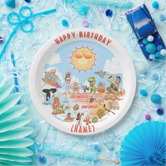 Assiettes En Carton Plaque d'anniversaire SoCal personnalisable (Fête)