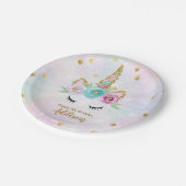 Assiettes En Carton Plaque d'anniversaire Unicorne (Angle)