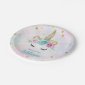 Assiettes En Carton Plaque d'anniversaire Unicorne (Angle)