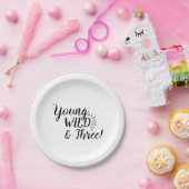Assiettes En Carton Plaque d'anniversaire Young, Wild & Three (Fête)