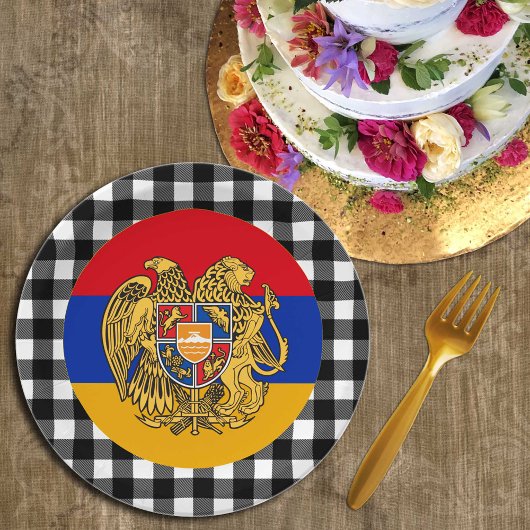 Assiettes En Carton Plaque d'Arménie, plaid de buffle & drapeau arméni