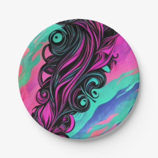 Assiettes En Carton Plaque d'art violet et bleu