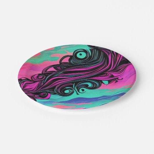 Assiettes En Carton Plaque d'art violet et bleu (Angle)
