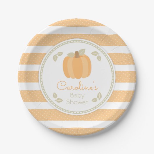 Assiettes En Carton Plaque de Baby shower Citrouille d'automne (Devant)