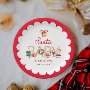Assiettes En Carton Plaque de Baby shower de Noël Père Noël