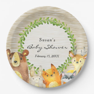 Assiettes En Carton Plaque de Baby shower de Woodland