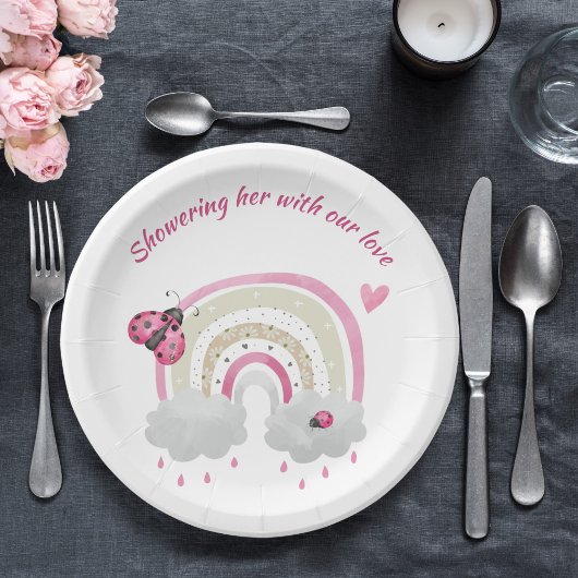 Assiettes En Carton Plaque de Baby shower Ladybug