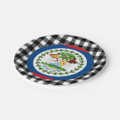 Assiettes En Carton Plaque de Belize, plaid de buffle & drapeau du Bel (Angle)