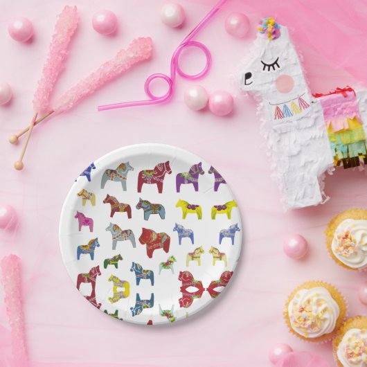 Assiettes En Carton Plaque de cheval Dala de l'artiste (Fête)