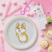 Assiettes En Carton Plaque de corgi (Fête)