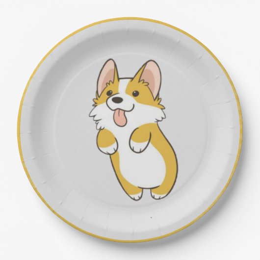 Assiettes En Carton Plaque de corgi (Devant)