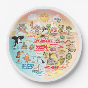 Assiettes En Carton Plaque de coucher de soleil SoCal