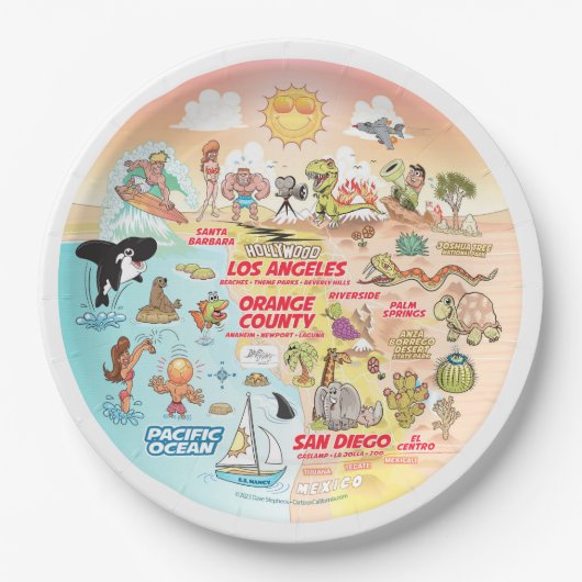 Assiettes En Carton Plaque de coucher de soleil SoCal (Devant)