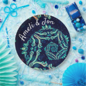 Assiettes En Carton Plaque de dîner d'élégance fractale foncée (Fête)