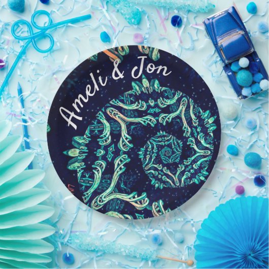 Assiettes En Carton Plaque de dîner d'élégance fractale foncée (Fête)