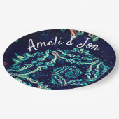 Assiettes En Carton Plaque de dîner d'élégance fractale foncée (Angle)