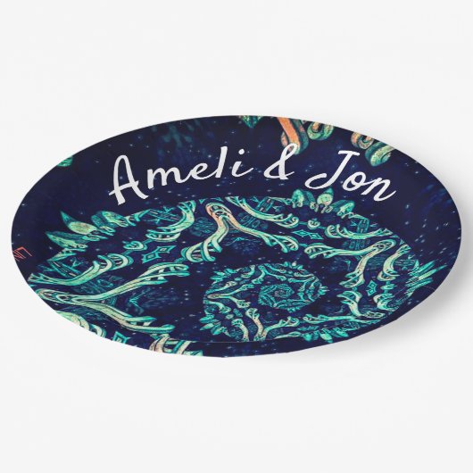 Assiettes En Carton Plaque de dîner d'élégance fractale foncée (Angle)