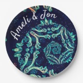 Assiettes En Carton Plaque de dîner d'élégance fractale foncée (Devant)