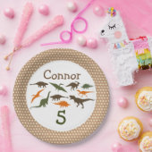 Assiettes En Carton Plaque de dinosaure, personnalisée (Fête)