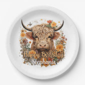 Assiettes En Carton Plaque de douche d'anniversaire de la vache Highla (Devant)