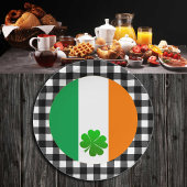 Assiettes En Carton Plaque de drapeau irlandaise, Shamrock, plaid de b