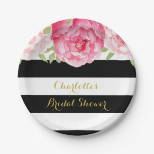 Assiettes En Carton Plaque de Fête des mariées en Aquarelle rose noire