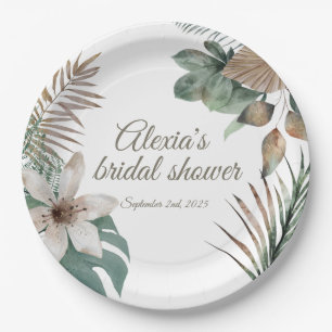 Assiettes En Carton Plaque de Fête des mariées tropicale Jungle Gree