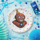 Assiettes En Carton Plaque de fête pour enfants - Robot rouge mignon a (Fête)
