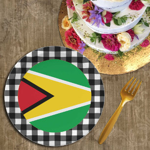 Assiettes En Carton Plaque de Guyana, plaid de buffle & drapeau de Guy