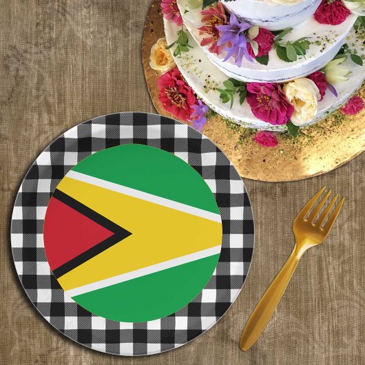 Assiettes En Carton Plaque de Guyana, plaid de buffle & drapeau de Guy