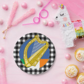 Assiettes En Carton Plaque de harpe irlandaise, plaid de buffle et dra (Fête)