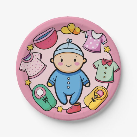 Assiettes En Carton Plaque de la fête du nouveau-né (Devant)