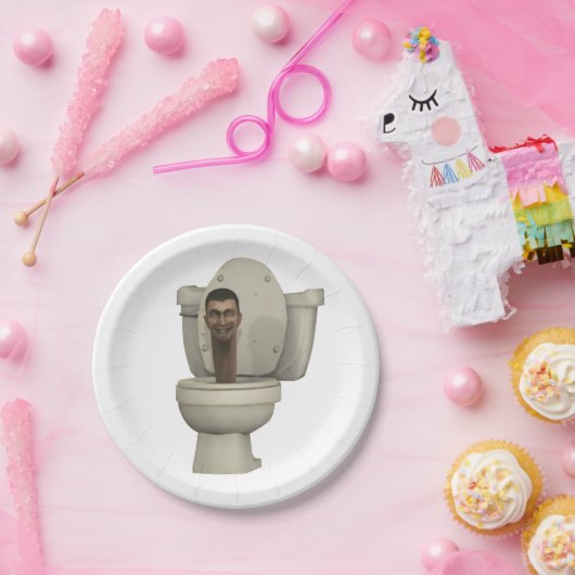 Assiettes En Carton Plaque de la partie papier toilette Skibidi jetabl (Fête)